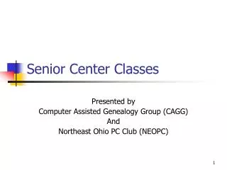 Senior Center Classes