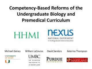 Competency-Based Reforms of the Undergraduate Biology and Premedical Curriculum