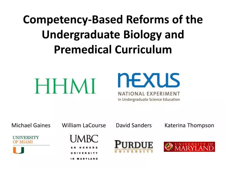 competency based reforms of the undergraduate biology and premedical curriculum