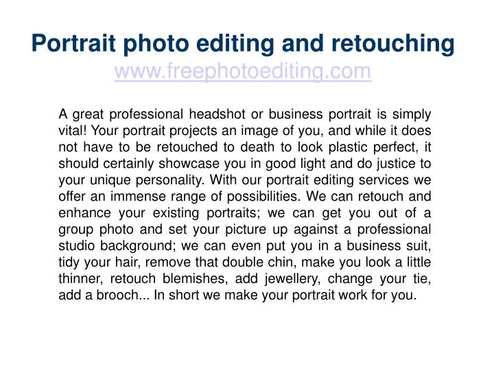 portrait photo editing and retouching www freephotoediting com