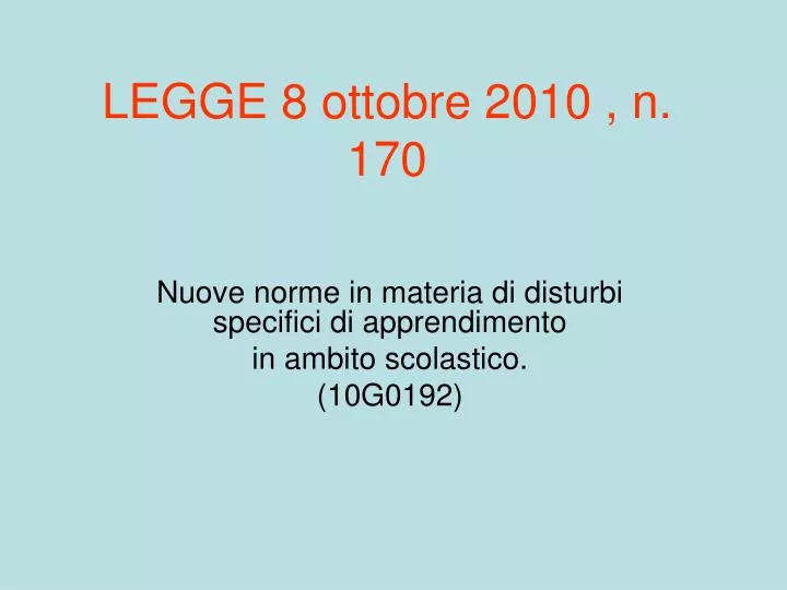 legge 8 ottobre 2010 n 170