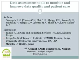 Data assessment tools to monitor and improve data quality and patient care