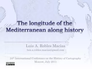 The longitude of the Mediterranean along history