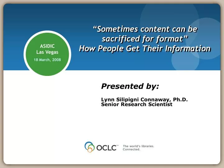 sometimes content can be sacrificed for format how people get their information