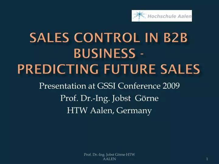 sales control in b2b business predicting future sales