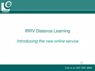 IRRV Distance Learning Introducing the new online service