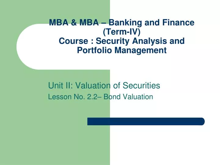 mba mba banking and finance term iv course security analysis and portfolio management