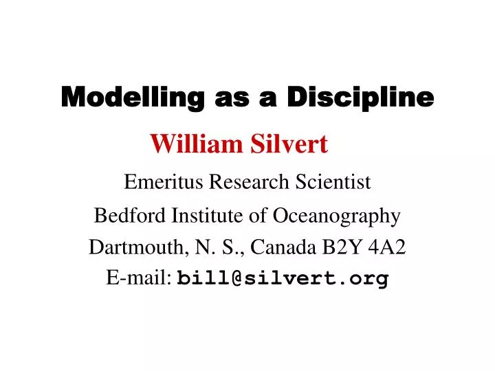 modelling as a discipline