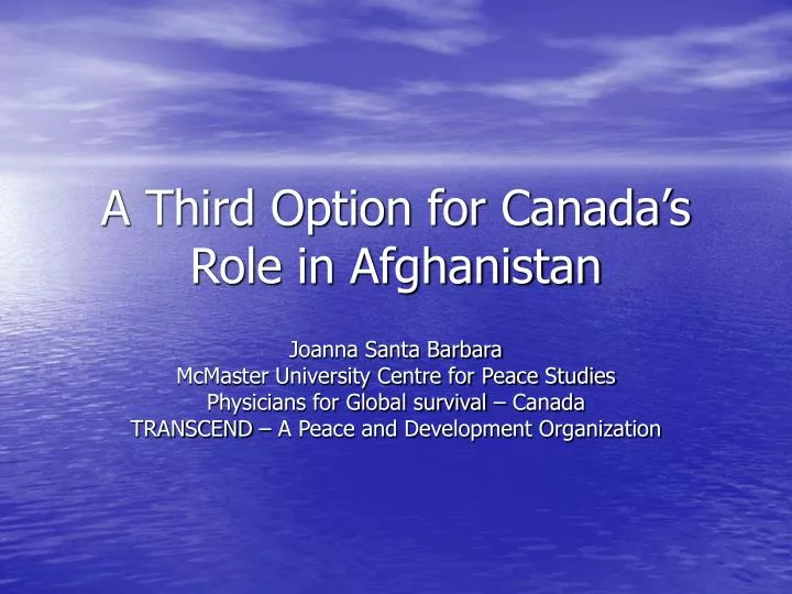 a third option for canada s role in afghanistan