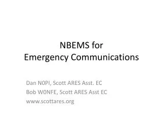 NBEMS for Emergency Communications