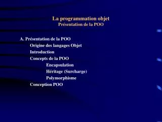 la programmation objet pr sentation de la poo