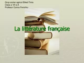 la litt rature fran aise