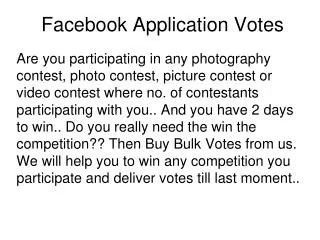 Buy Facebook Contest Votes