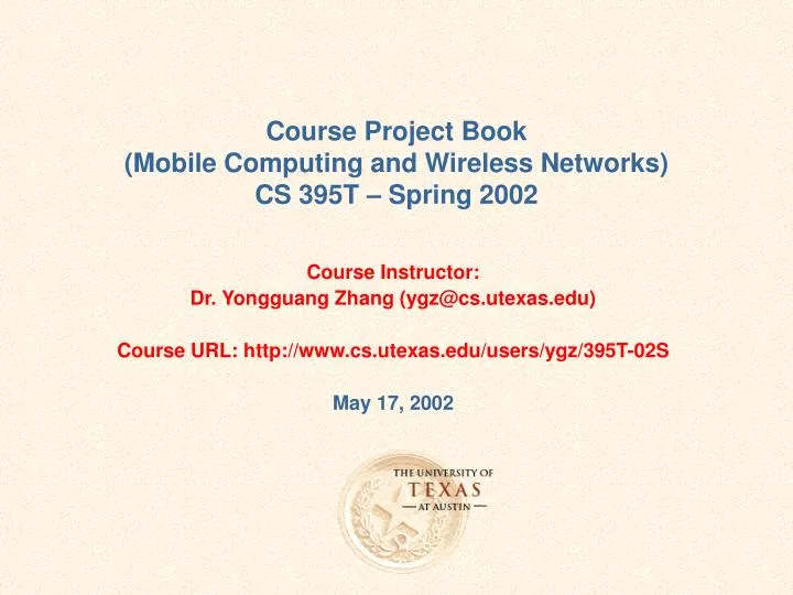 course project book mobile computing and wireless networks cs 395t spring 2002