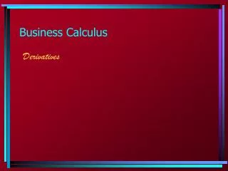 Business Calculus