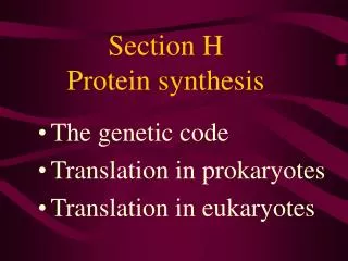 Section H Protein synthesis