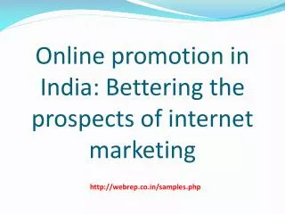 Online marketing promotion in india