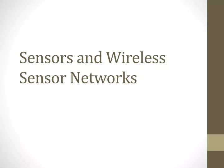 sensors and wireless sensor networks