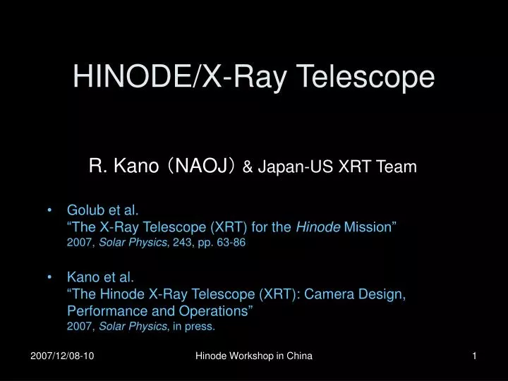 hinode x ray telescope