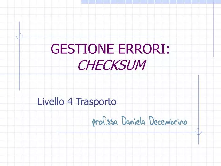 gestione errori checksum