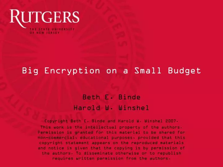 big encryption on a small budget