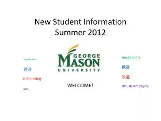 New Student Information Summer 2012