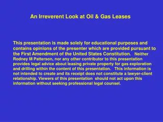 An Irreverent Look at Oil &amp; Gas Leases