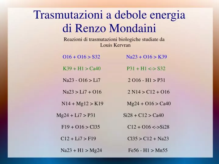 trasmutazioni a debole energia di renzo mondaini