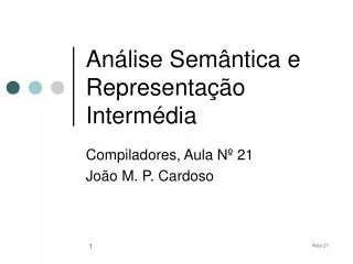 an lise sem ntica e representa o interm dia