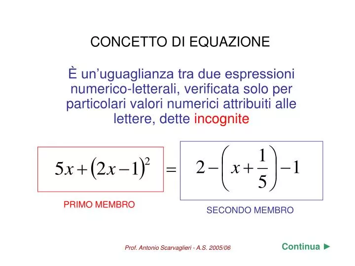 concetto di equazione