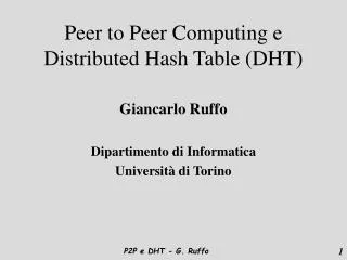 peer to peer computing e distributed hash table dht