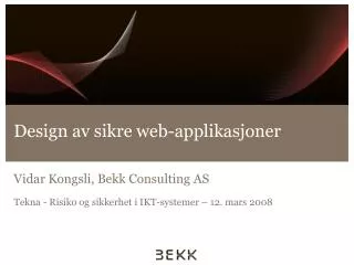 design av sikre web applikasjoner