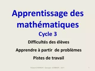 apprentissage des math matiques cycle 3
