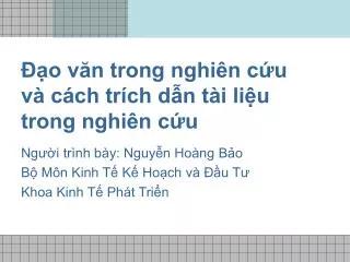 o v n trong nghi n c u v c ch tr ch d n t i li u trong nghi n c u
