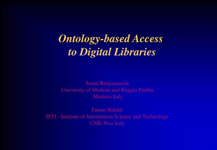 ontology based access to digital libraries