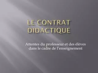 le contrat didactique