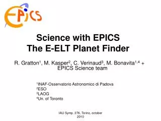 Science with EPICS The E-ELT Planet Finder