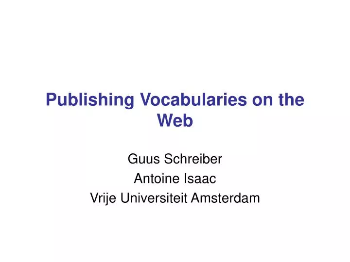 publishing vocabularies on the web