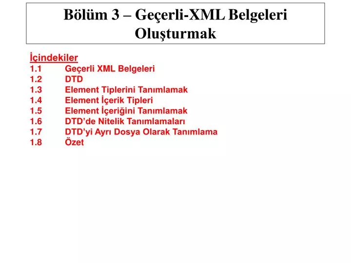 b l m 3 ge erli xml belgeleri olu turmak