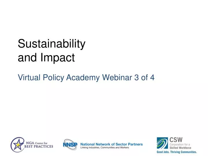 sustainability and impact virtual policy academy webinar 3 of 4