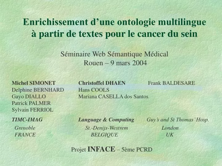enrichissement d une ontologie multilingue partir de textes pour le cancer du sein