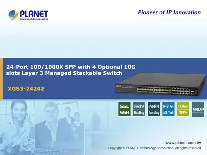 24 port 100 1000x sfp with 4 optional 10g slots layer 3 managed stackable switch