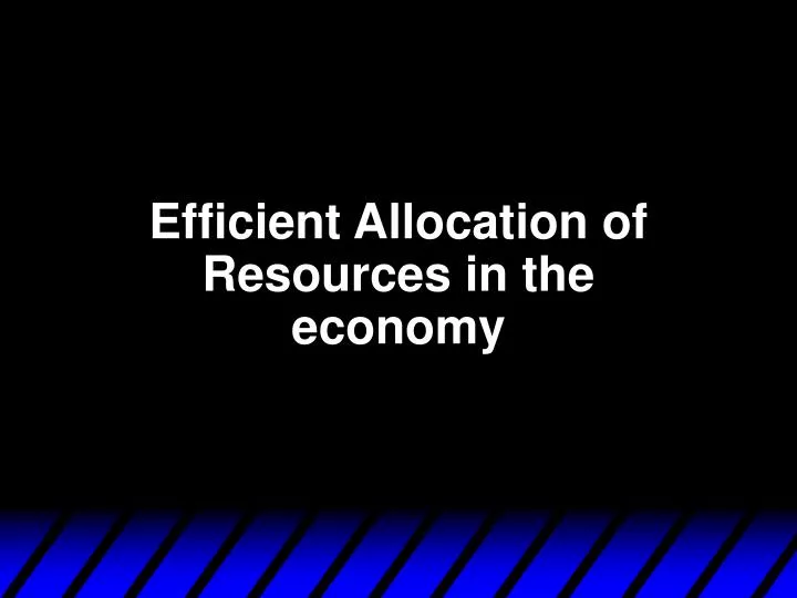 efficient allocation of resources in the economy