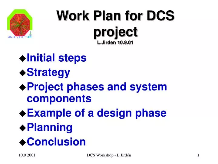 work plan for dcs project l jirden 10 9 01
