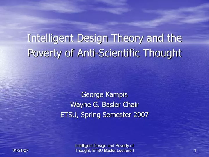 intelligent design theory and the poverty of anti scientific thought