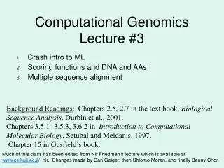 Computational Genomics Lecture #3