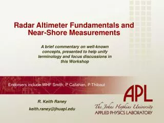 Radar Altimeter Fundamentals and Near-Shore Measurements
