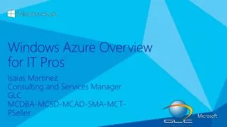 Windows Azure Overview for IT Pros