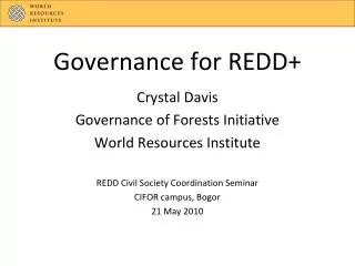 Governance for REDD+