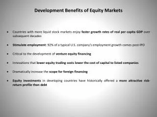 Development Benefits of Equity Markets